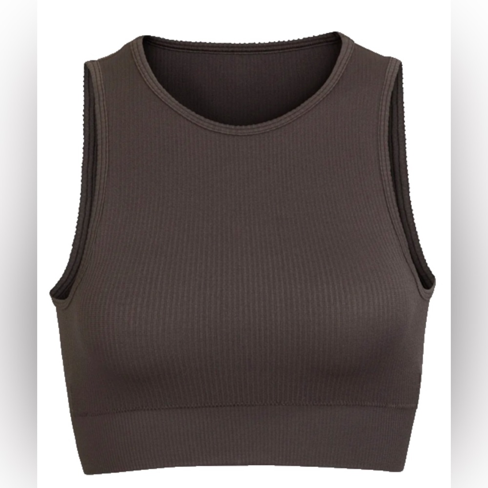 SKIMS stretch rib high neck bra soot size S